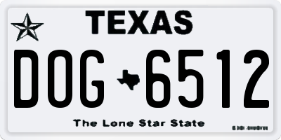TX license plate DOG6512