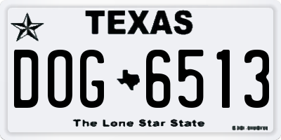 TX license plate DOG6513