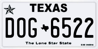 TX license plate DOG6522