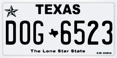 TX license plate DOG6523