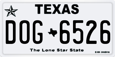TX license plate DOG6526