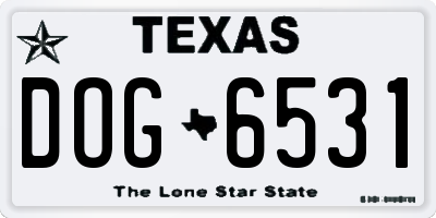 TX license plate DOG6531