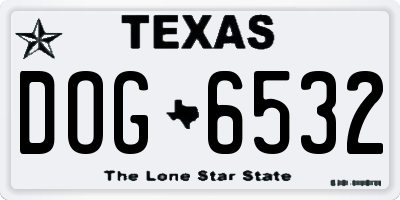 TX license plate DOG6532