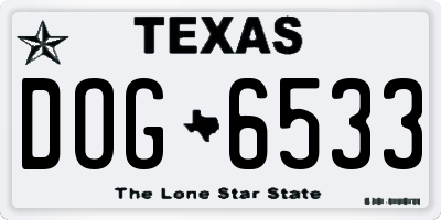 TX license plate DOG6533