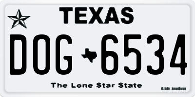 TX license plate DOG6534