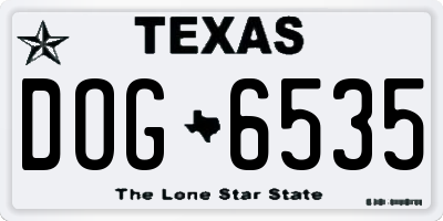 TX license plate DOG6535