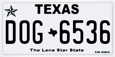 TX license plate DOG6536