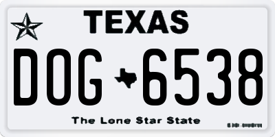 TX license plate DOG6538