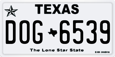 TX license plate DOG6539