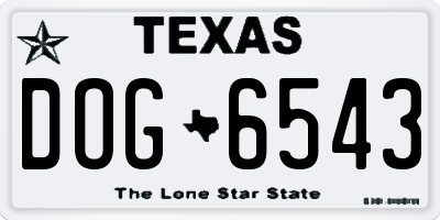 TX license plate DOG6543