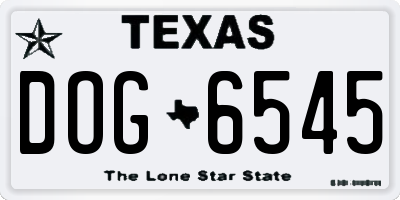 TX license plate DOG6545