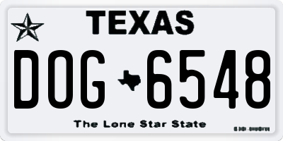 TX license plate DOG6548
