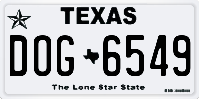 TX license plate DOG6549