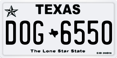 TX license plate DOG6550