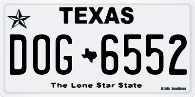 TX license plate DOG6552