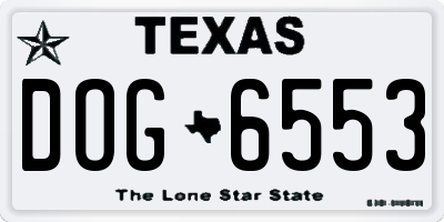 TX license plate DOG6553