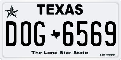 TX license plate DOG6569