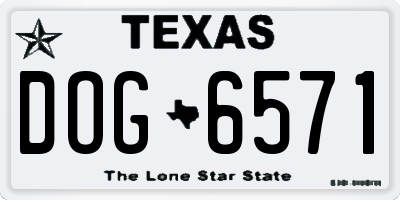 TX license plate DOG6571