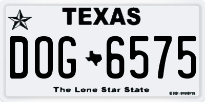 TX license plate DOG6575