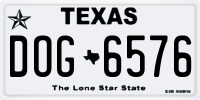 TX license plate DOG6576
