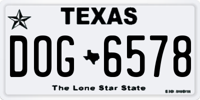 TX license plate DOG6578