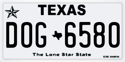 TX license plate DOG6580