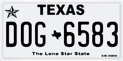 TX license plate DOG6583