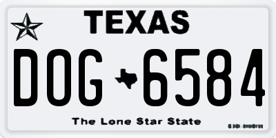 TX license plate DOG6584
