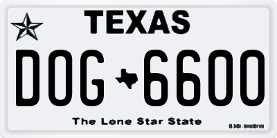 TX license plate DOG6600