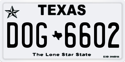 TX license plate DOG6602