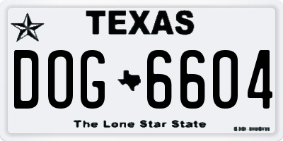 TX license plate DOG6604