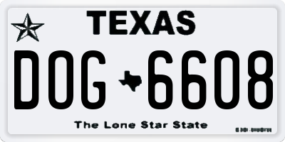 TX license plate DOG6608