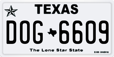 TX license plate DOG6609