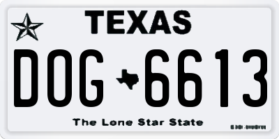 TX license plate DOG6613