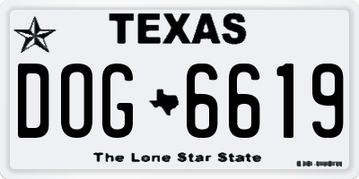 TX license plate DOG6619