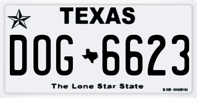 TX license plate DOG6623