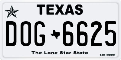 TX license plate DOG6625