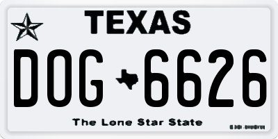 TX license plate DOG6626