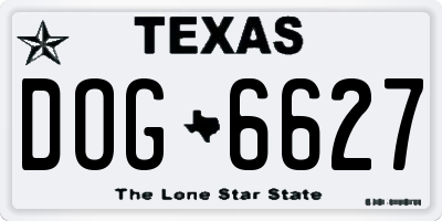 TX license plate DOG6627