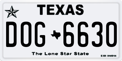 TX license plate DOG6630