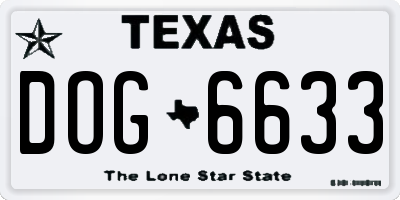 TX license plate DOG6633
