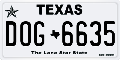 TX license plate DOG6635