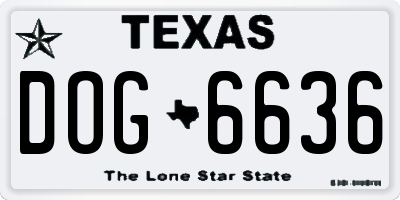 TX license plate DOG6636