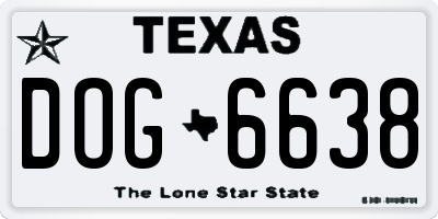 TX license plate DOG6638