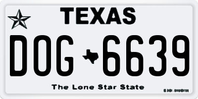 TX license plate DOG6639