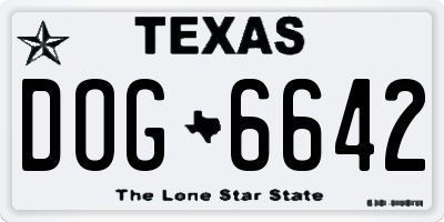 TX license plate DOG6642