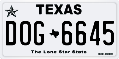 TX license plate DOG6645