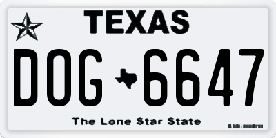 TX license plate DOG6647