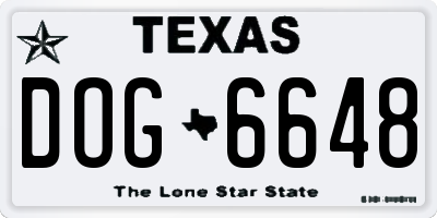 TX license plate DOG6648