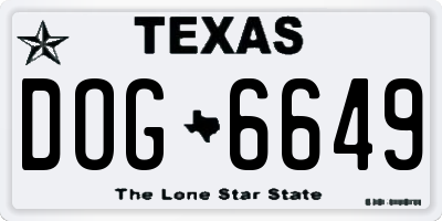 TX license plate DOG6649
